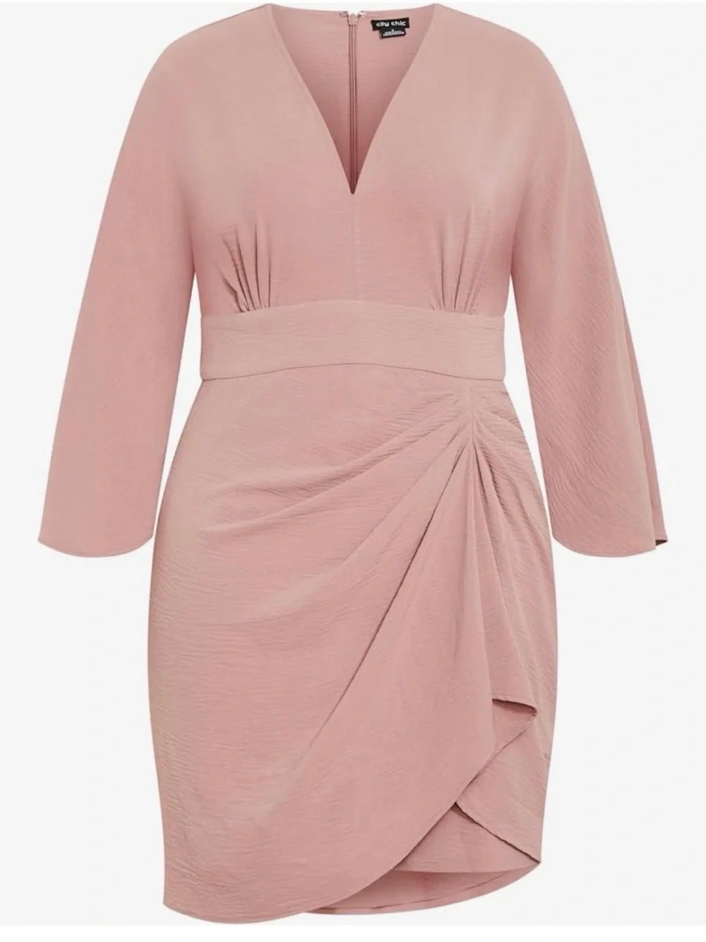 City Chic Jaliyah Rose V-Neck Midi Dress with Draped Skirt plus size 20-NWT